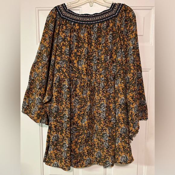 Easel Multi Color Babydoll Tunic Shirt/Dress Size L BohoWide Sleeves Loose‎ Fit - Picture 2 of 12